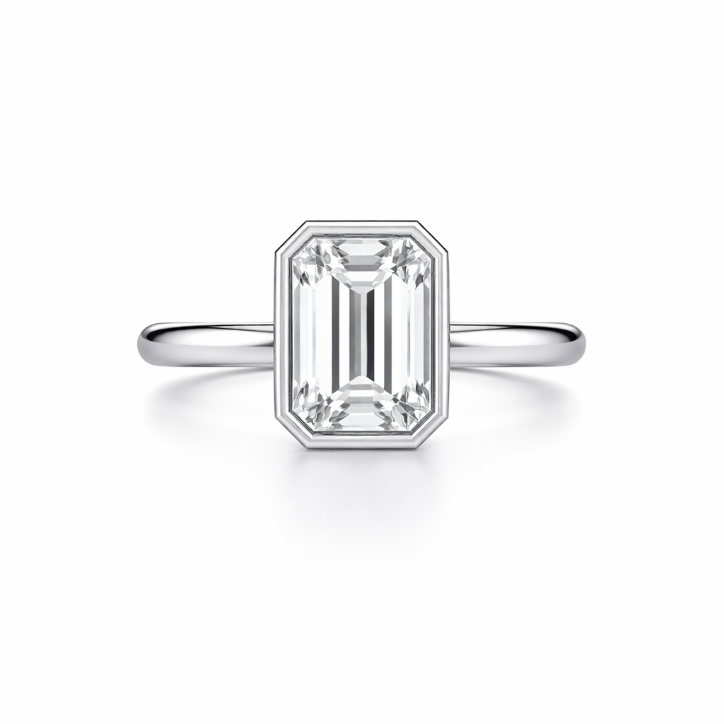 Emerald Lab Diamond Bezel Ring