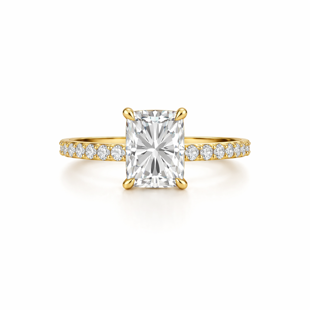 Radiant Lab Diamond Pavé Solitaire Ring