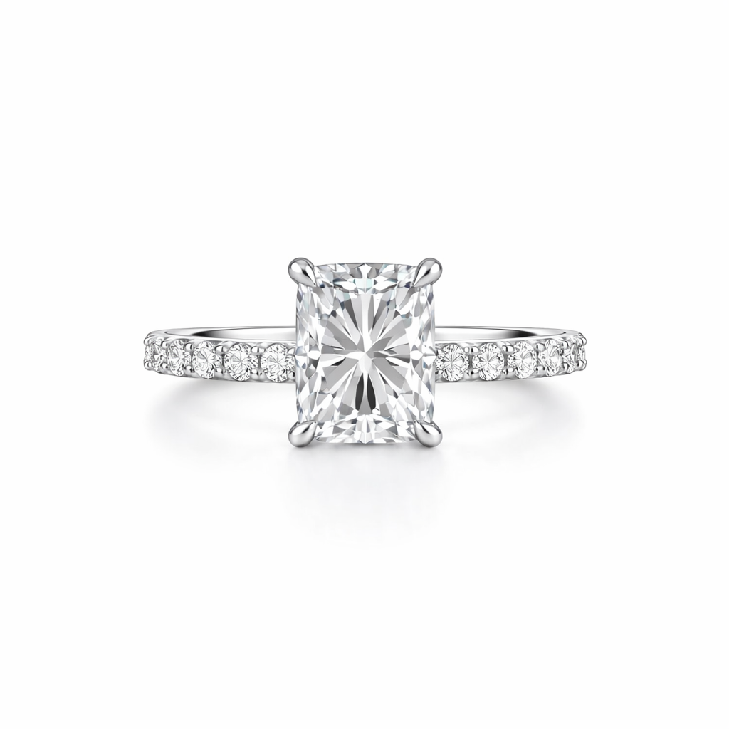 Radiant Lab Diamond Pavé Solitaire Ring