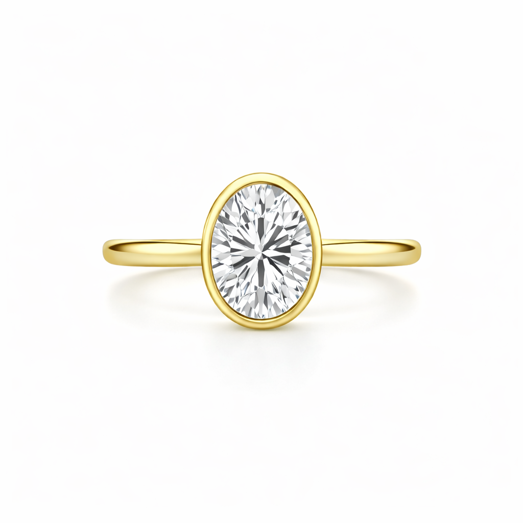 Oval Lab Diamond Bezel Ring